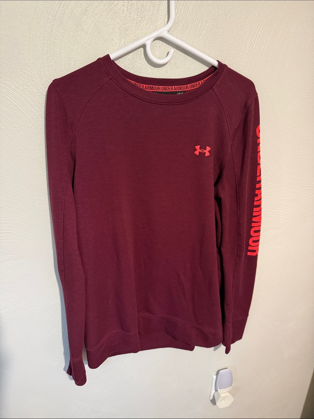 Under Armour Maroon Crewneck with Coral Accents